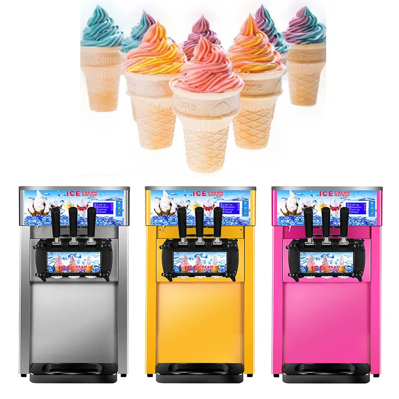 

ZM-168 Table Standing Three Flavors Ice Cream Maker Commercial Stainless Steel Soft Serve Ice Cream Machine Automatic 220V/110V