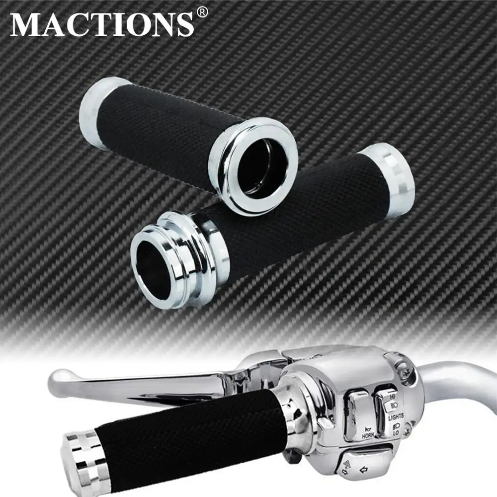 25mm Motorcycle 1\'\' Electronic Hand Grips Handle Bar Chrome For Harley Dyna Softail Fat Boy Touring Road King Street Glide CVO