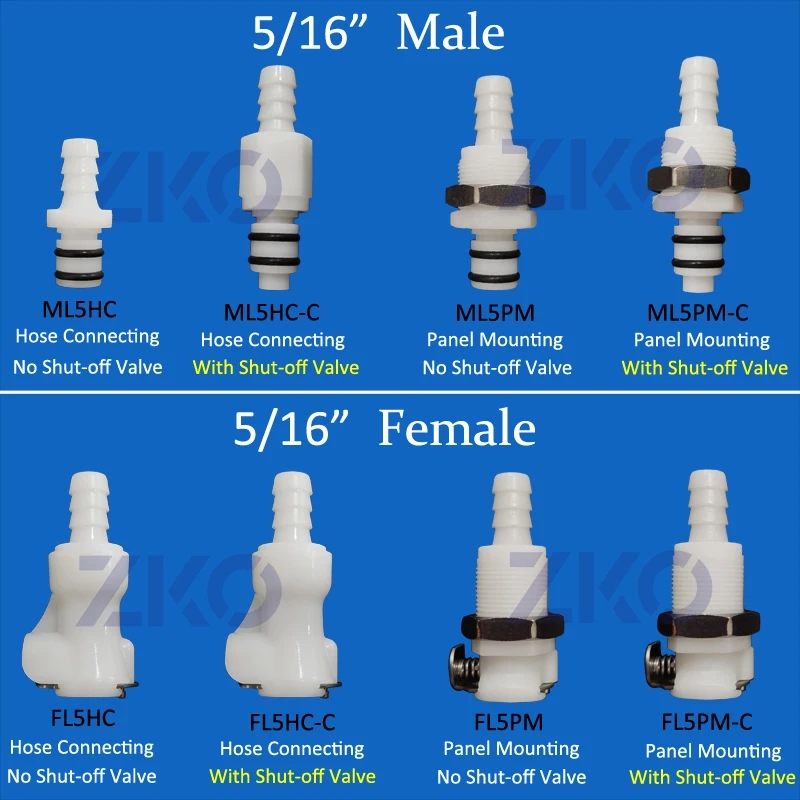 L-series 1/4 5/16 quick coupler quick coupling Shut-off valve quick disconnect connection fitting joint male insert femal body