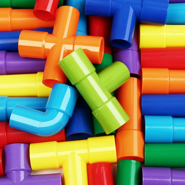 DIY klocki do budowy wody zabawki Montessori fajka wodna klocki projektant zabawek dzieci budowa zabawki edukacyjne prezent