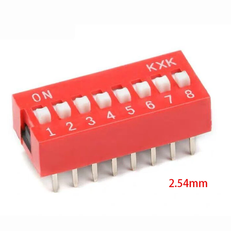 10PCS Slide Type Switch Module 1 2 3 4 5 6 7 8 9 10 12 Bit 2.54mm Position Way DIP Red Pitch Toggle Switch Red Snap Switch