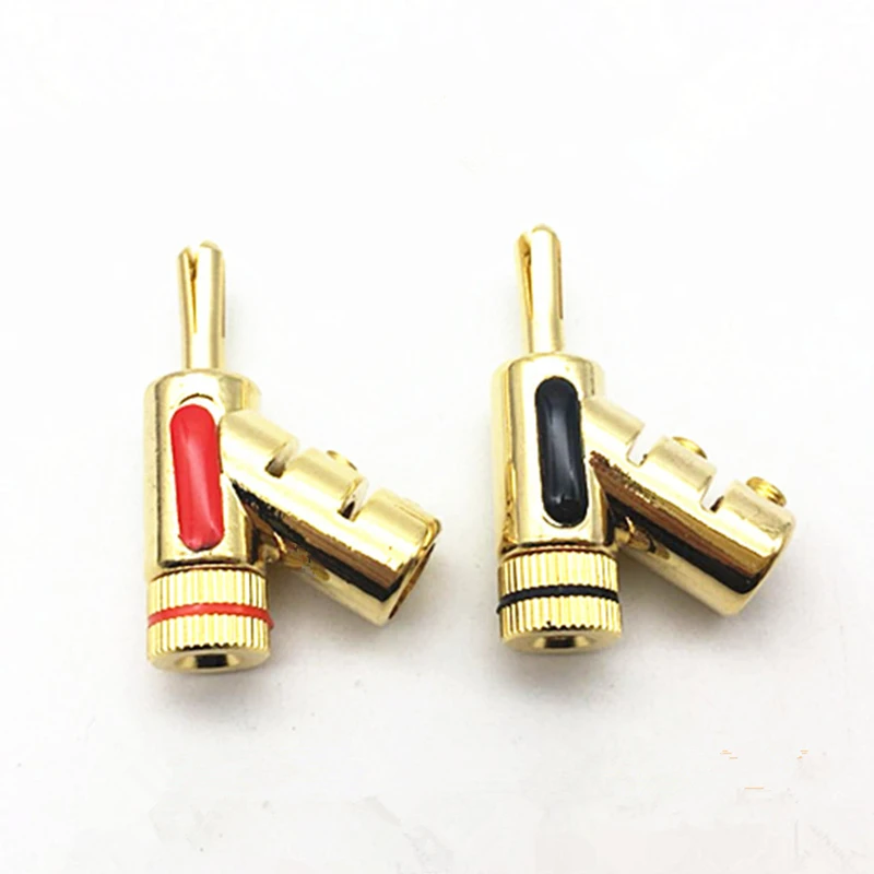 

2Pcs/lot 4MM Screw Locks HIFI Banana socket Connector Y Type Banana Pllug for Audio Video Amplifier Speaker Dual purpose