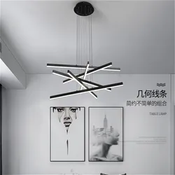 Black Acrylic LED Chandelier Modern Minimalist Living Room Bedroom Dining Room Chandelier Home Interior Lighting Decorative Lamp