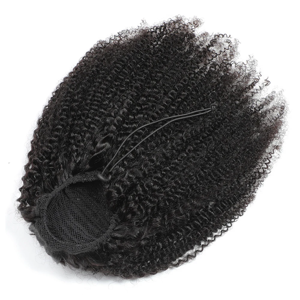 Afro Kinky Krullend Haar Paardenstaart Extensions Clip In Trekkoord Paardenstaart Human Hair Extensions Mongool Kinky Krullend Haar Stukken