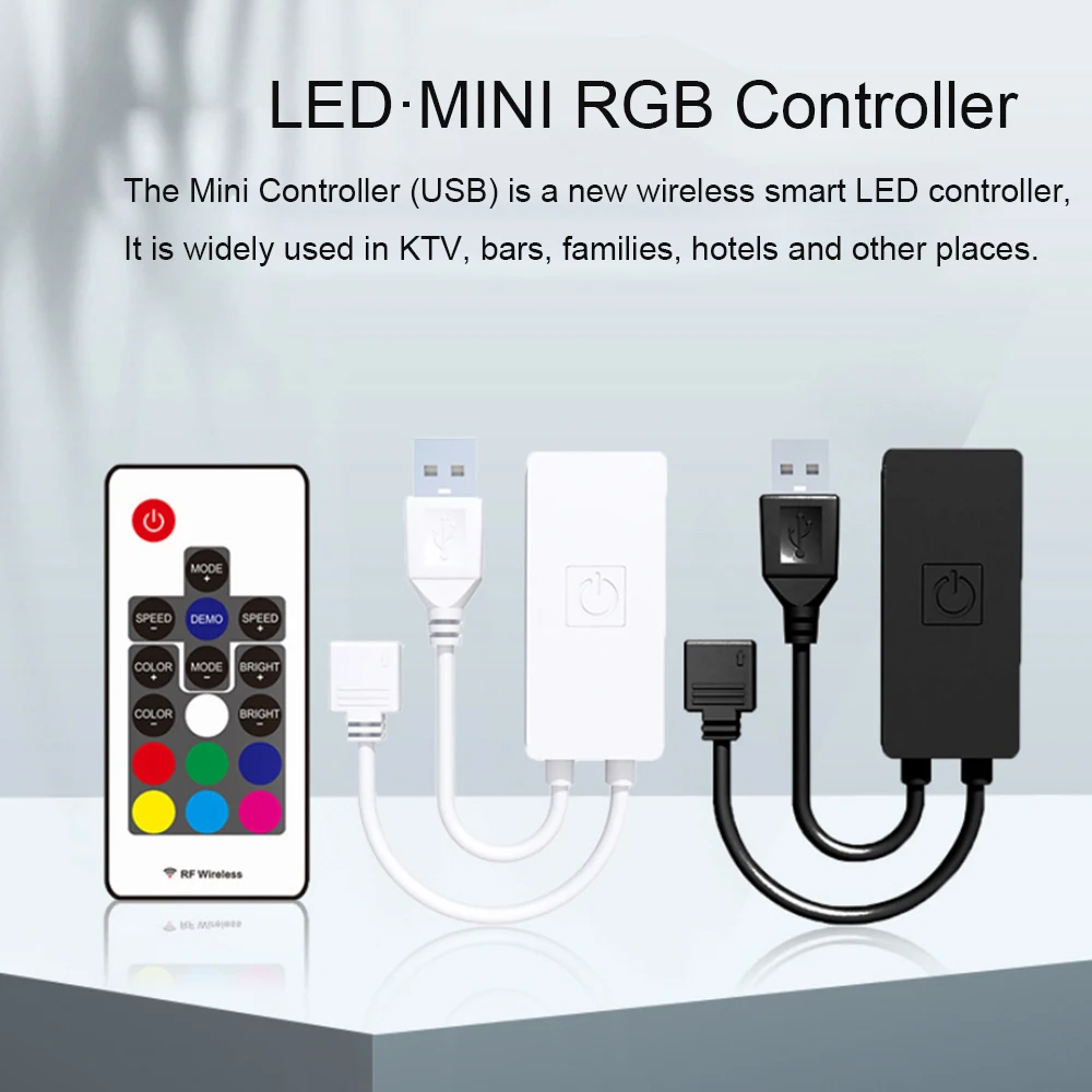 USB/DC5-24V 3A 17Key Mini RF Simple RGB Controller for 5050/2835 LED Light Strip