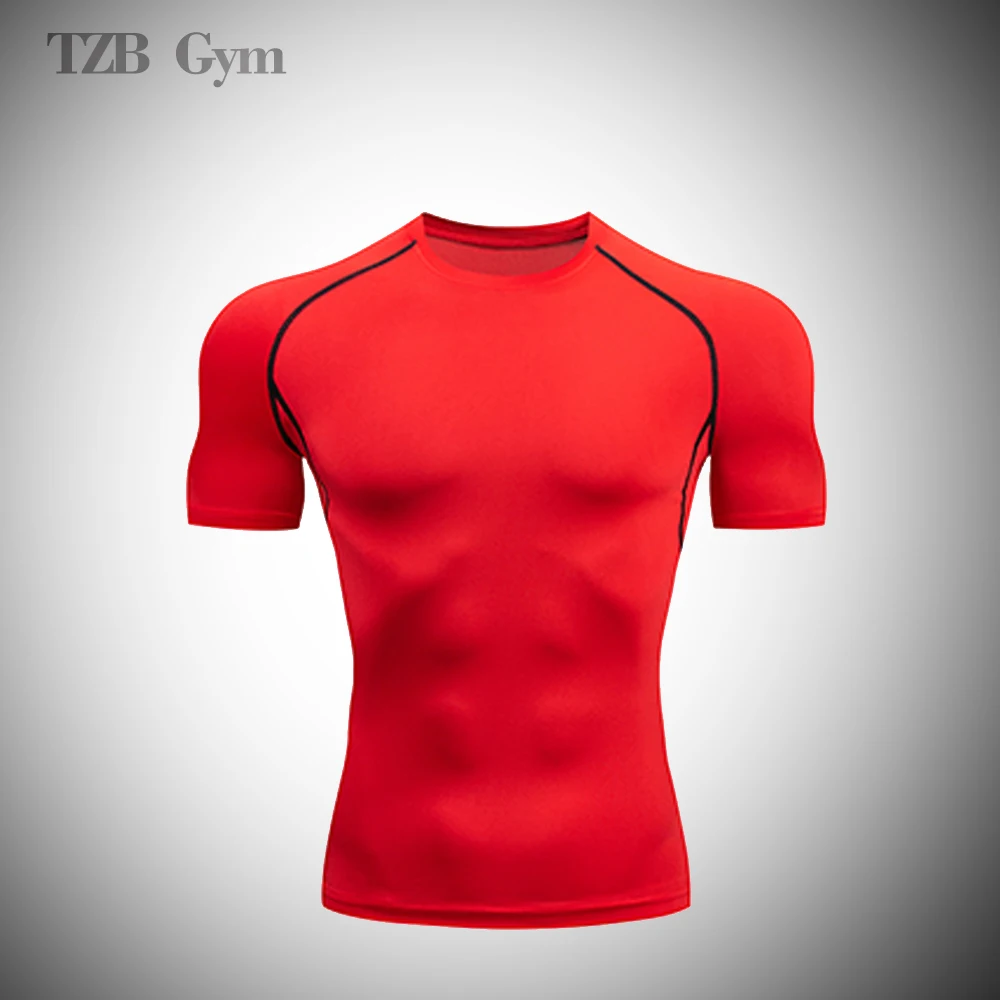 Nuovo negozio promozione T-Shirt sportiva da uomo stampata allenamento a compressione d\'aria T-Shirt da corsa difficile Fitness Rashguard da palestra