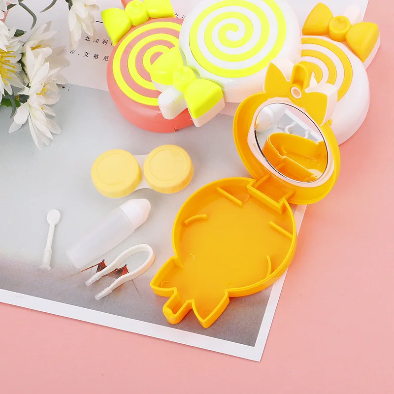 Creative Personality Colorful Lollipop Contact Lens Case with Mirror for Women Portable Cute Eyes Care Kit Glasses Holder Box