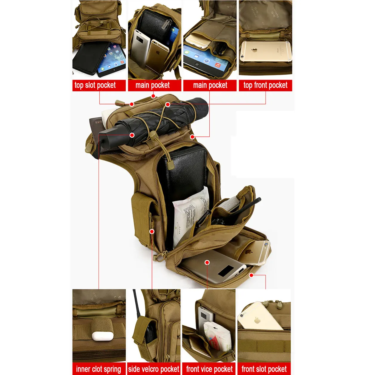 Bolsa de Pierna Táctica Ajustable MOLLE Outdoor - imagen 4