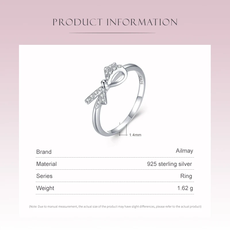 Ailmay-Anillo de Plata de Ley 925 con circonita cúbica, joyería fina de estilo coreano para mujer, regalo de San Valentín, boda romántica