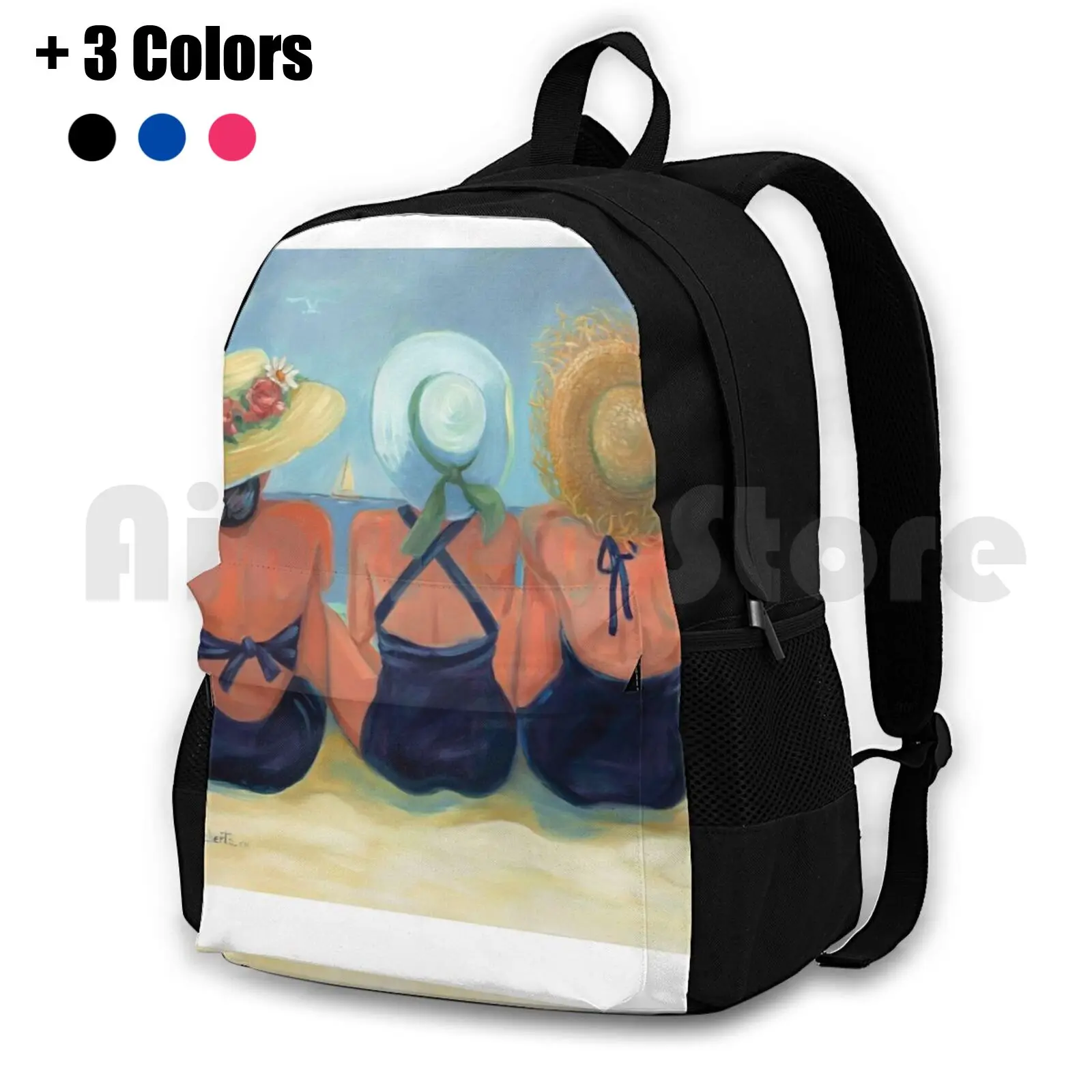 Three Sisters Outdoor Hiking Backpack Riding Climbing Sports Bag Vintage Myra Roberts Beach Fashion Tropical Ocean Friendship