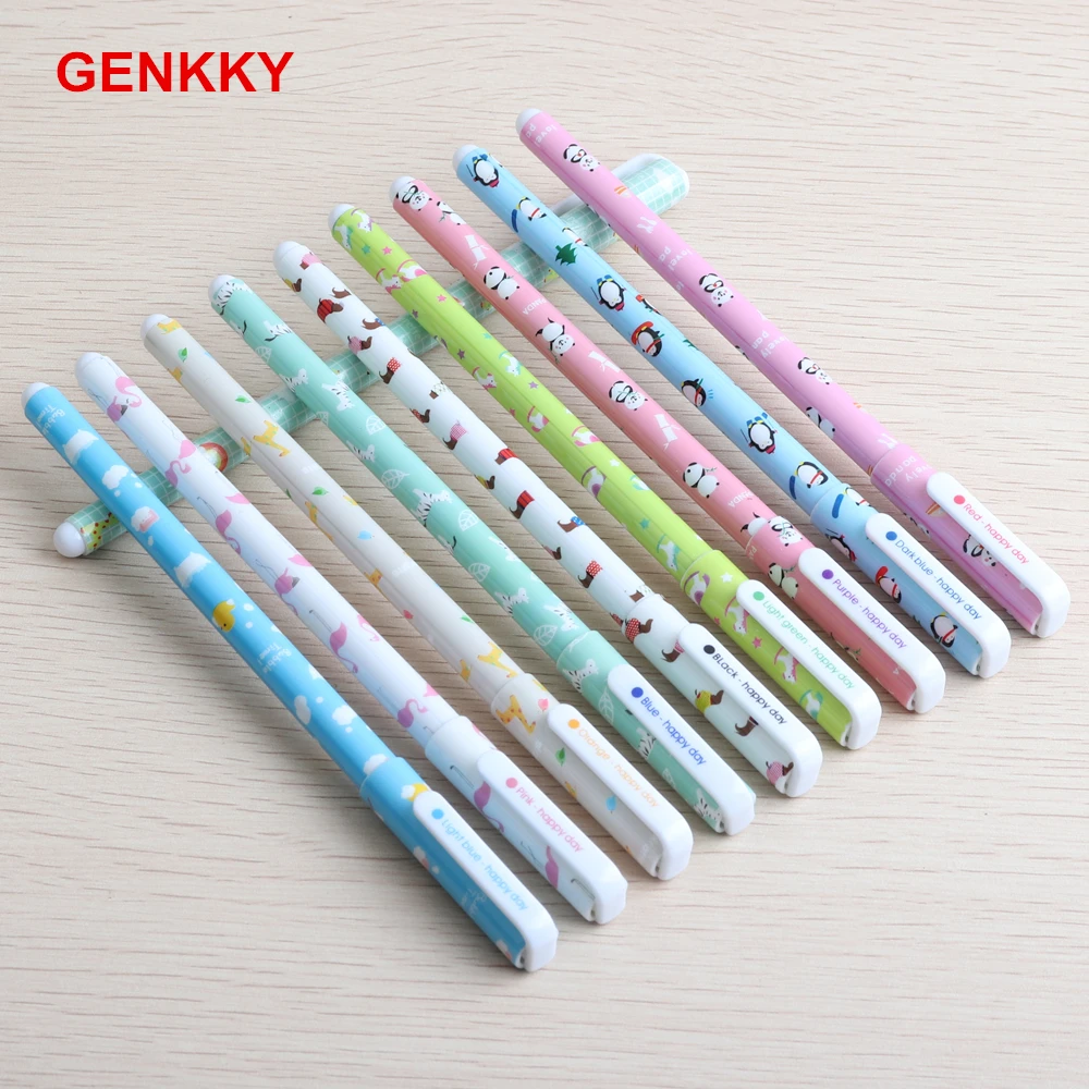 10 Pcs/Set Color Pen Flower Animal Starry Star Sweet Flora Colored Gel Pen 0.5mm Cute pens for school Kawaii Korean Stationary