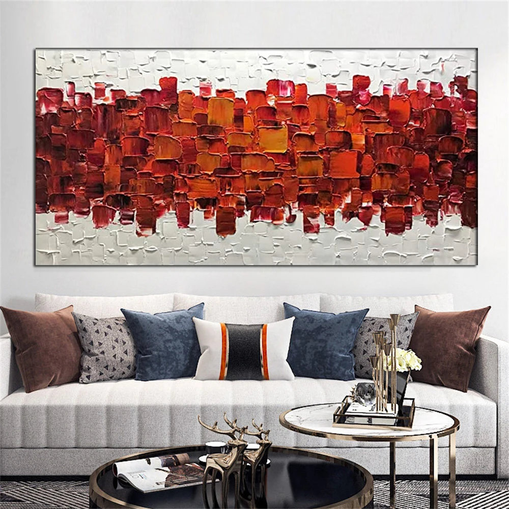 

100% Hand Painted Modern Knife Poster For Living Room Red Black Oil Paintings On Canvas Pictures Office Decor Wall Art Drawing