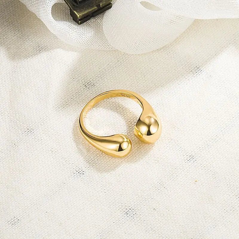 PANGJERY Gold Color Prevent Allergy Water Droplets Geometry Opening Rings for Women Fashion Exaggerated Jewelry Gift