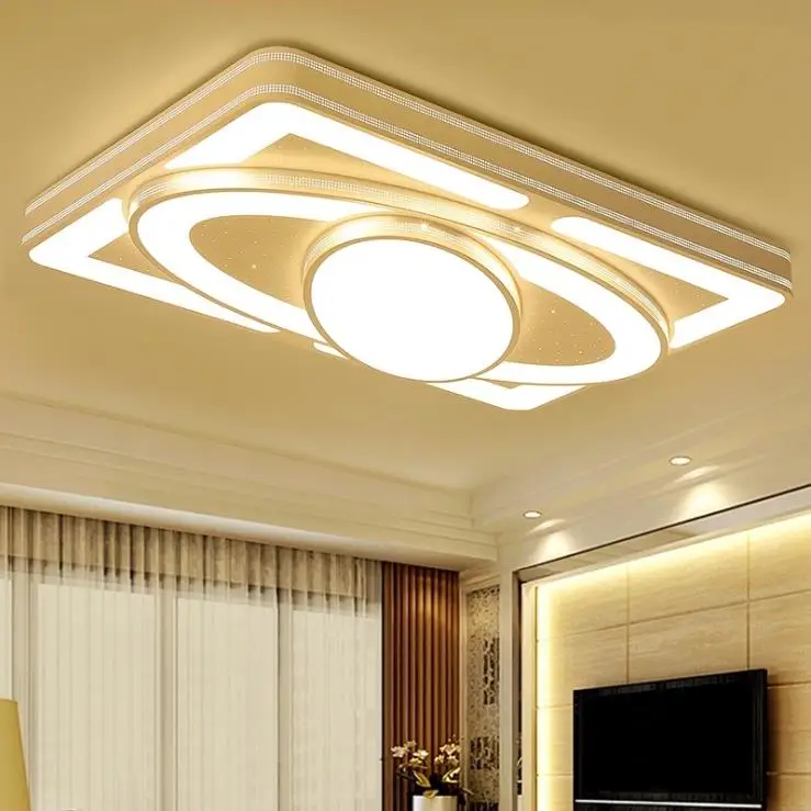 

New living room led ceiling lamp atmospheric rectangular ceiling lamp bedroom hall modern simple room dining room study light