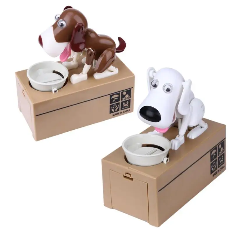 Cartoon Robotic Dog Money Saving Box Doggy Bank Automatic Stealing Coin Jar For Kids Fun Toy Birthday Christmas Gift 48 PCS