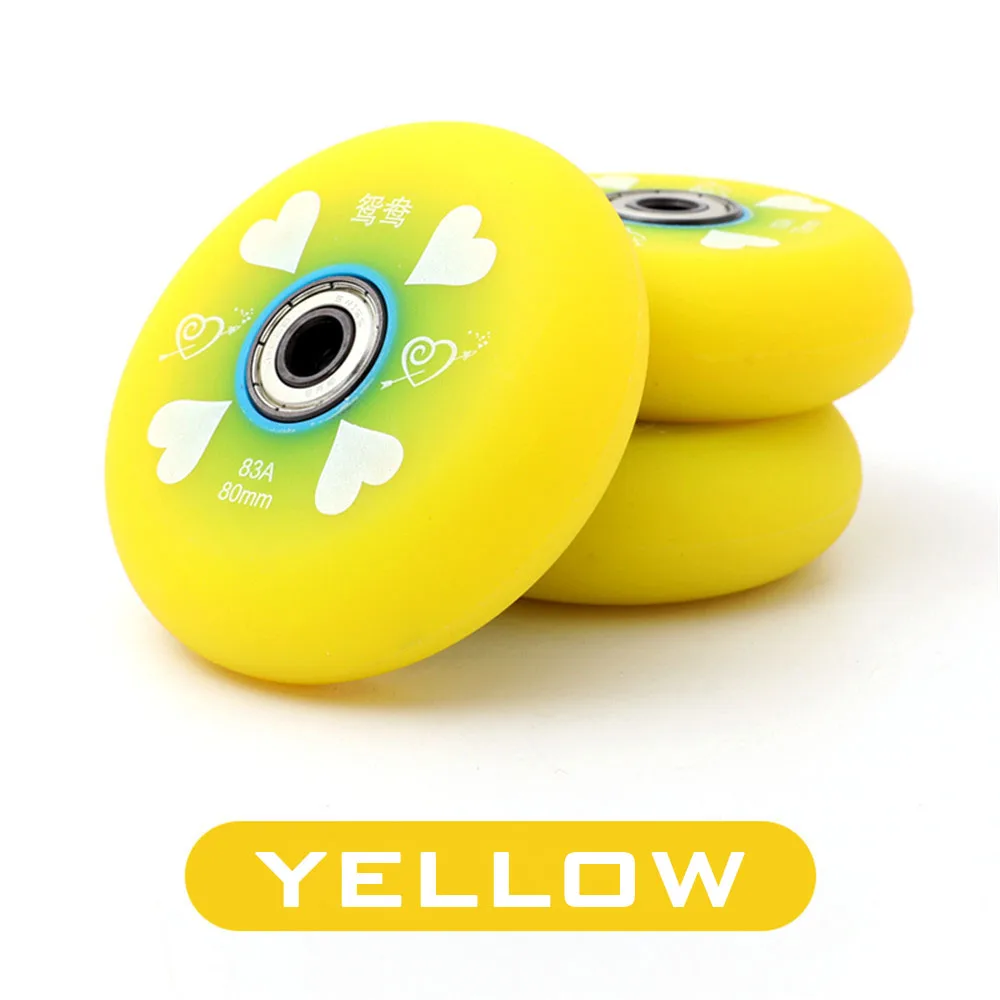 4 pieces roller skates wheels for kids children adults inline skating shoes 83A skate tyre abec7 bearing 62 64 68 70 72 76 80mm