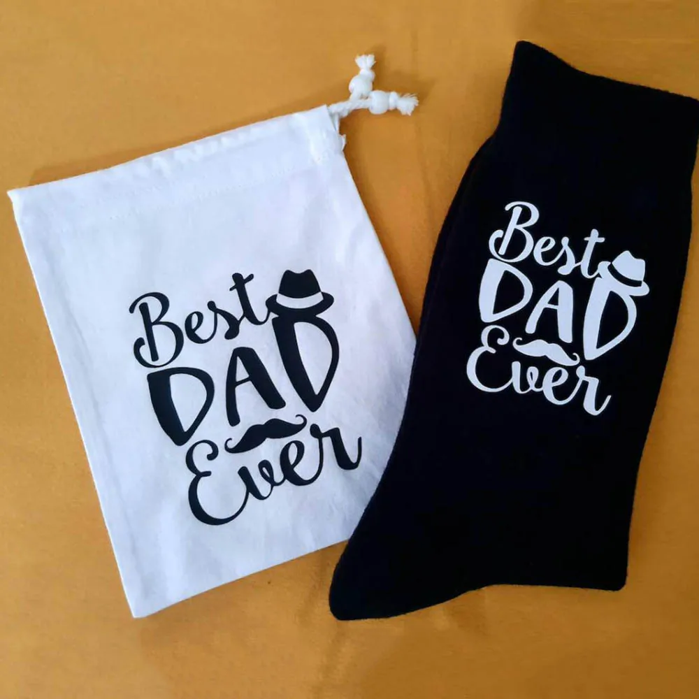 New! Best Dad Ever Father\'s Day Gift Socks Personalized Present for Dad Custom Cotton Man Socks with Bag Dad\'s Birthday Present