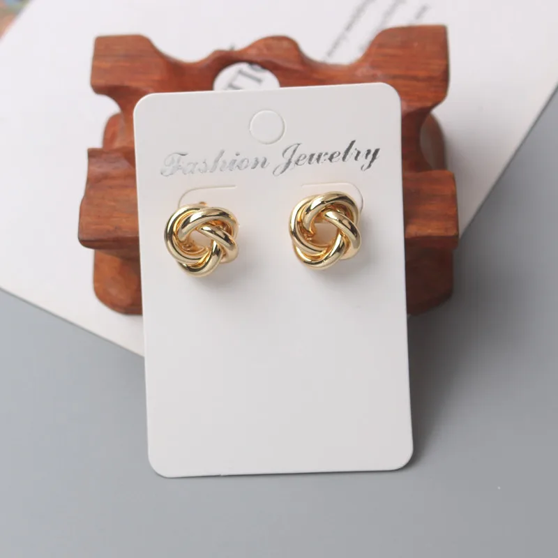 Tiny Metal Stud Earrings for Women Gold Color Twist Round Earrings Small Unusual Earrings Boucles D'Orailles Fashion - detail 3