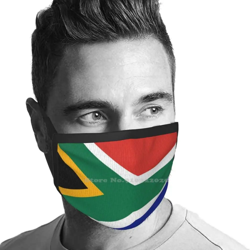 South African Flag Cotton Breathable Soft Mouth Mask South Africa African Flag Symbol Emblem Nation Country National Patriot