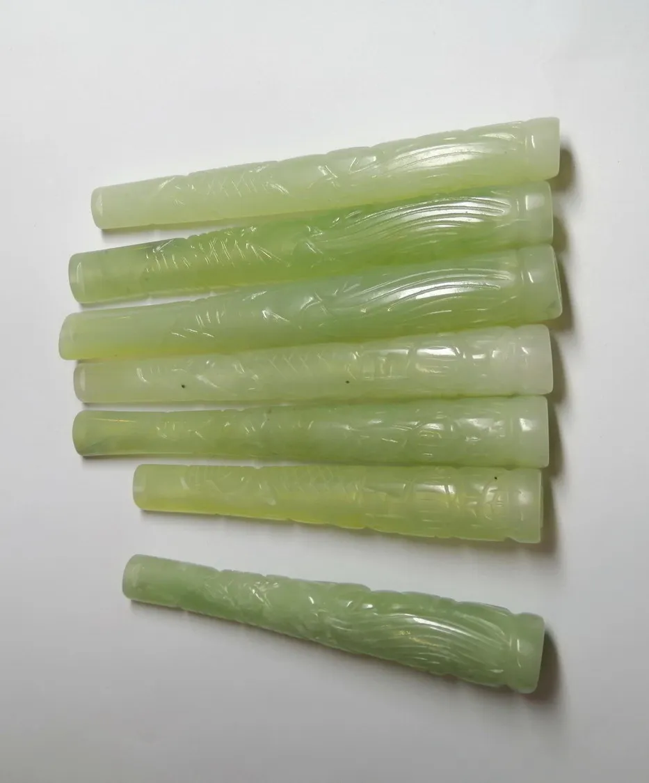 1 قطعة شيوى اليشم الطبيعي اعوج منحوتة التنين حامل السجائر L 95 مللي متر-115 مللي متر #3