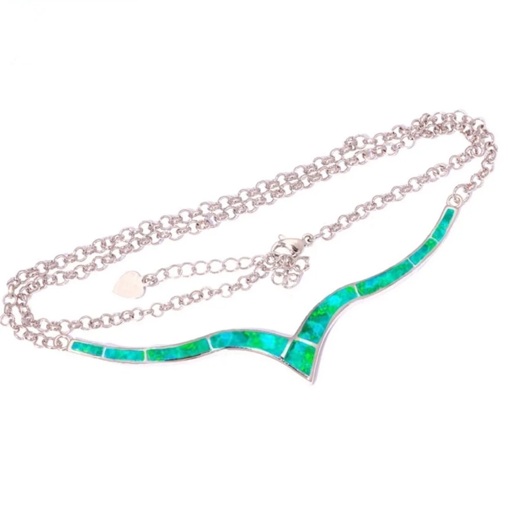 Vintage Women Pendant Simple Inlaid Opal Necklace For Women Wedding Chain On The Neck Jewelry Accessories