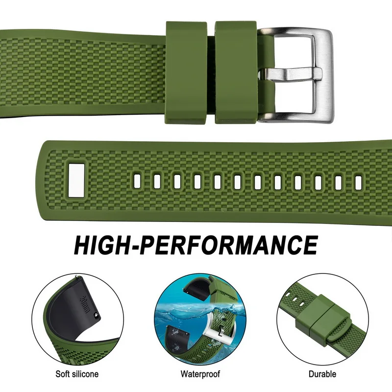 Hemsut Smart Silicone Watch Bands 18mm 20mm 22mm  Quick Release Rubber For Galaxy  Watch Strap  Man Women Soft Replacement