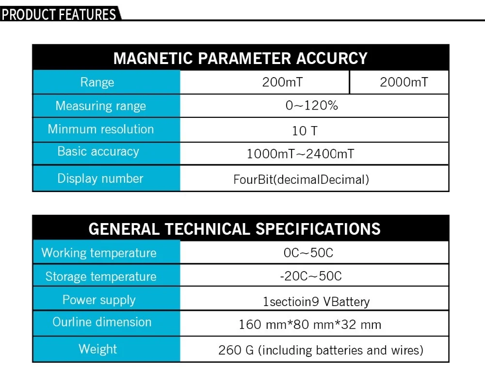 Imagem -03 - Handheld Magnet Permanente Gauss Medidor Digital Tesla Medidor Medidor de Fluxo Magnético Superfície Teste Campo Magnético Precisão Td8620