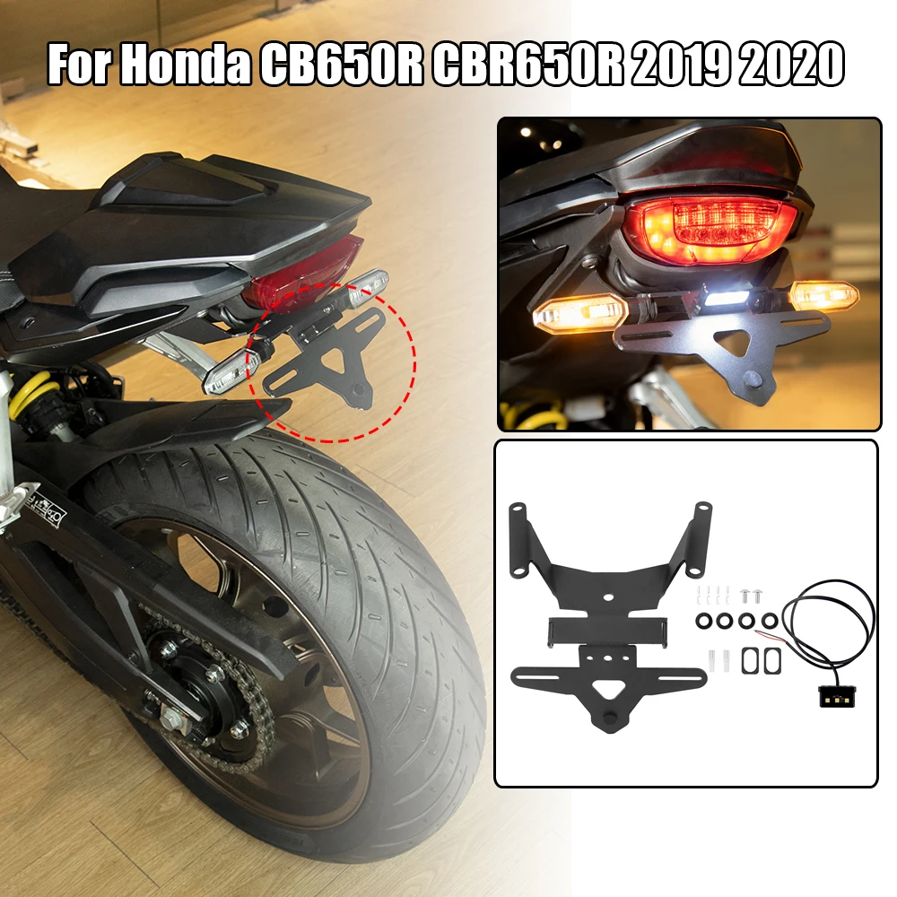 

For Honda CB650R CBR650 CBR650R 2019-2023 Motorcycle Fender Eliminator License Plate Holder Bracket With LED Light Accessories