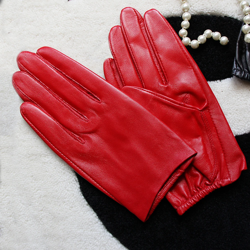 Men Genuine Leather Gloves Unlined Thin Breathable Soft Fashion touch Sheepskin Glove Male Driving gloves customize Short mitten