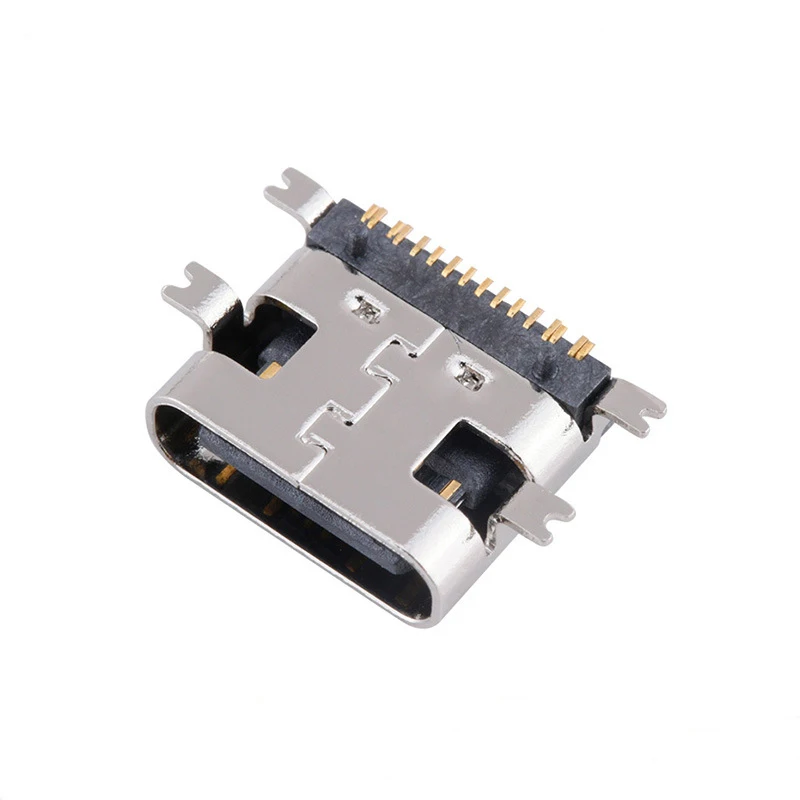 10pcs USB-3.1 SMT 16P USB Connector Type C Horizontal Mid Mount Female 1.6mm through board 0.8mm for charger adapter DIY Type C