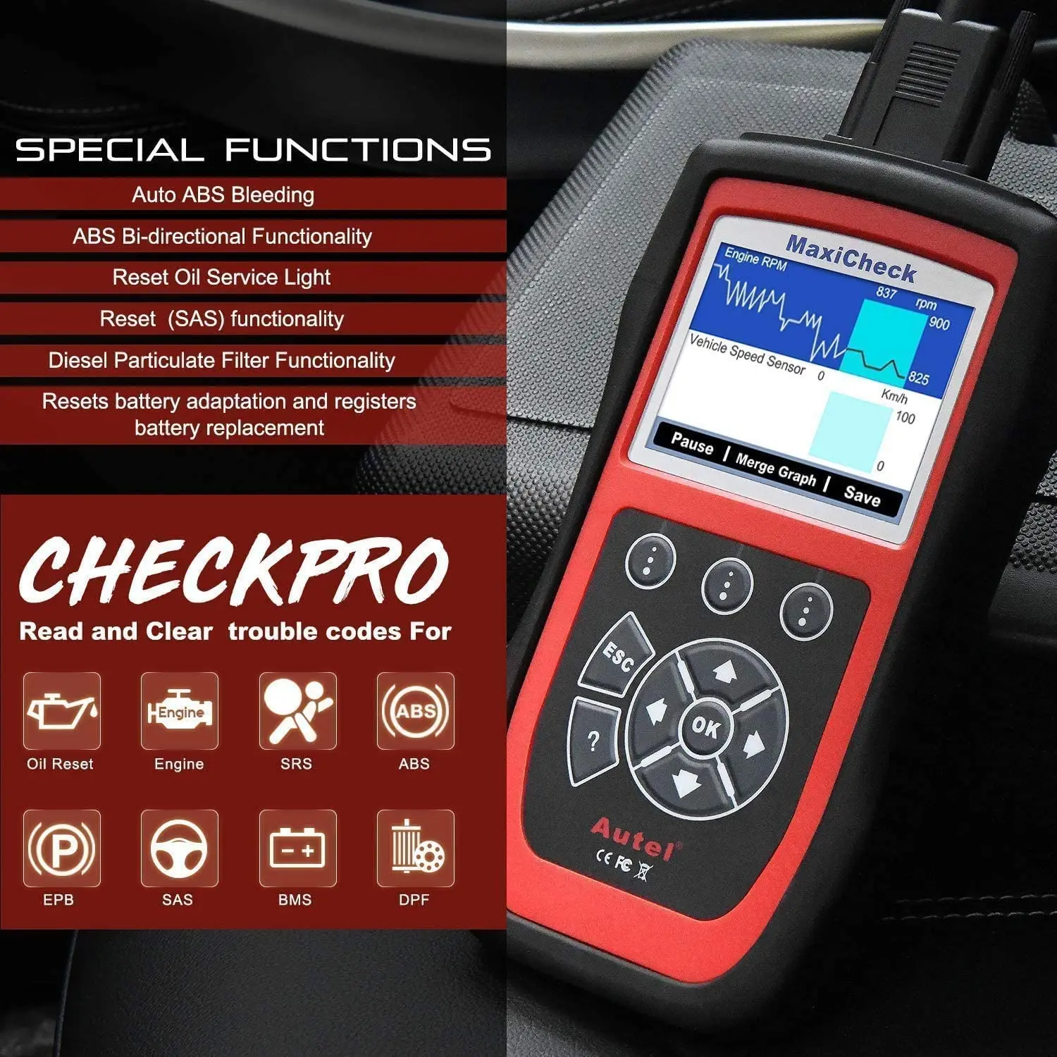 Autel MaxiCheck Pro OBD2 Automotivo Scanner Auto Scanner Diagnostic Tool OBD 2 Car Diagnostic Scanner Eobd obdii obd ii scanner