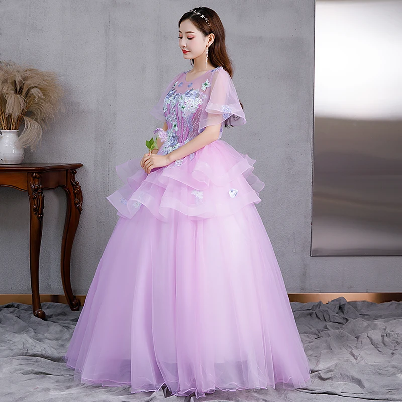 2022ใหม่หรูหราแขนสั้น Tulle Masquerade ชุด Vestido Debutante เย็บปักถักร้อย Applique Quinceanera ชุด Vestidos De 15 Anos