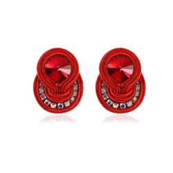 Handmade Soutache Stud Earrings Ethnic boho Jewelry Colorful women's Earring blue green black Accessories Elegant Trendy gifts