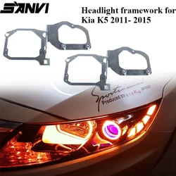 SANVI 2PCS Auto Projector Headlight Framework Holder For Kia k5 2011-2015 For Hella 3r/Hella5 G3 Bi LED/Xenon Lens Adaptor
