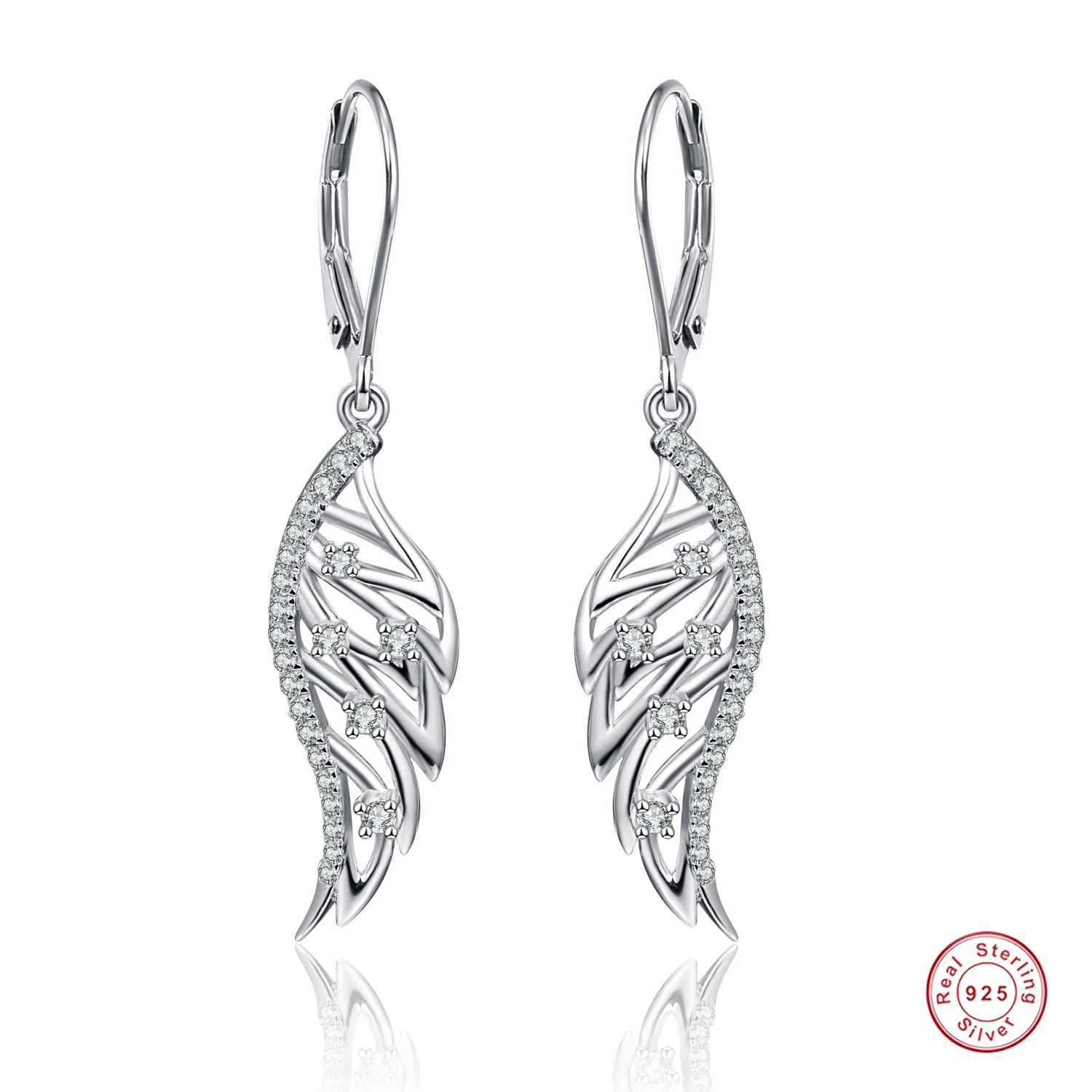 

925 Silver Earrings Wedding Wings Diamond Zircon Earrings Pendant Earring for Wedding Engagement Party