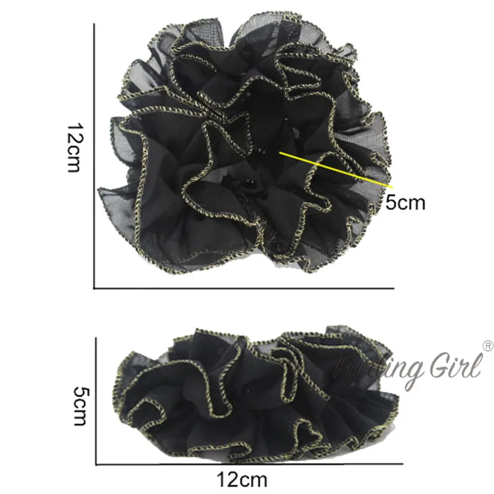 Furling Girl 1PC Women Fashion Gold Rims Flower Hair Scrunchies Elastic Hair Bands Bun Hair Ties Ponytail Loop Hair bands