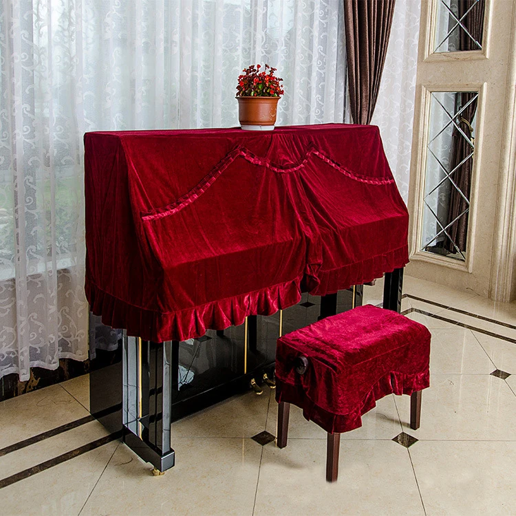 153*37*70 cm classical velvet upright piano cover dustproof towel piano half cover
