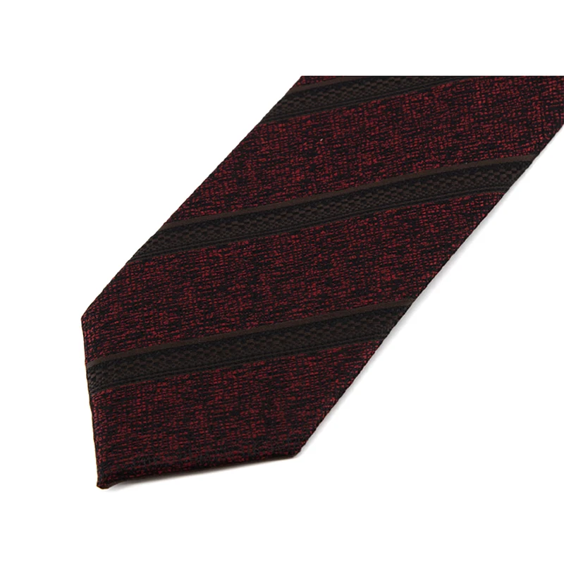 Maroon Striped Ties for Men 8 CM Wide Dresses Necktie High Quality Fashion Formal Work Cravat Male Gift With Box