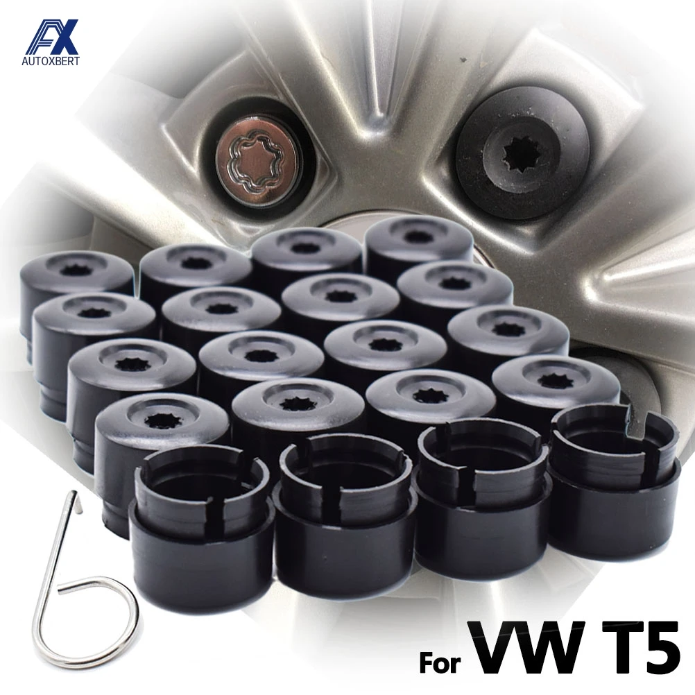 20Pcs Wheel Nut Bolt Head Covers Caps 19mm Black + Tool For VW Transporter T5 T6 2003 2004 2005 2006 2007 2008-2020 Car Styling