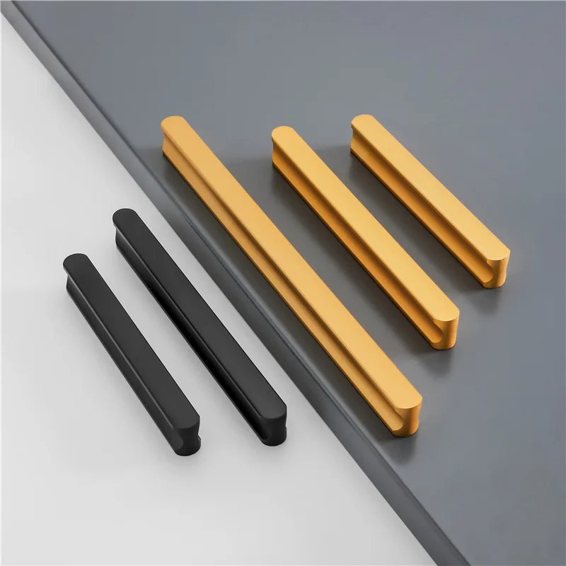 JD Modern Golden Wardrobe Handle Aluminum Profile Wine Cabinet Door Handle Drawer Black Lengthened Handle Furniture Decoration