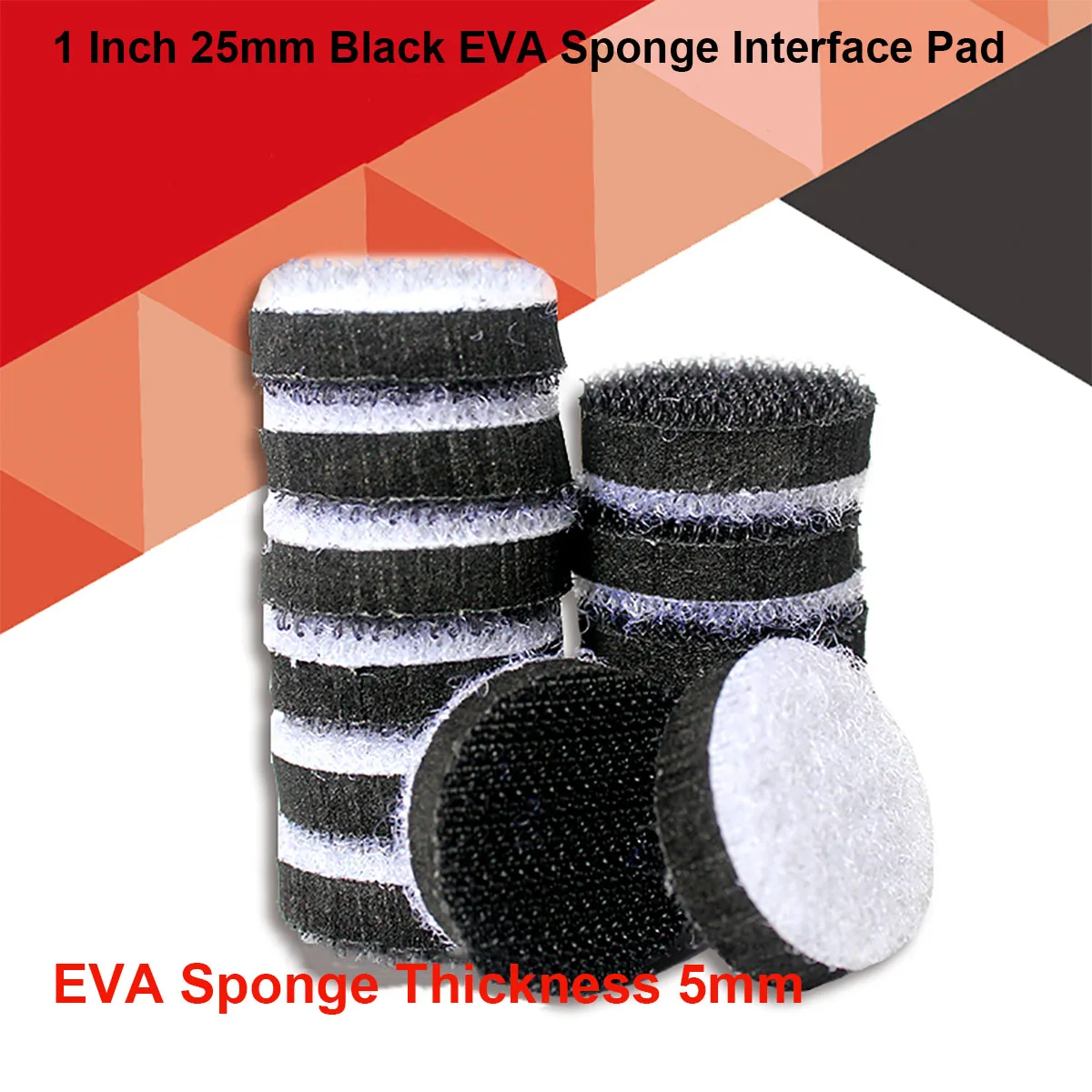 Black EVA Sponge Interface Pad 1 Inch 25mm Hook and Loop Buffer Sponge for Sander Backing Pad Abrasive Tools Accessories