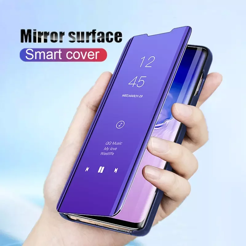 Smart APP Mirror Flip Case For Samsung Galaxy Note 8 9 10 Plus 20 Ultra Sleep Wake-up Intelligent Cover For Samsung A31 A51 A71