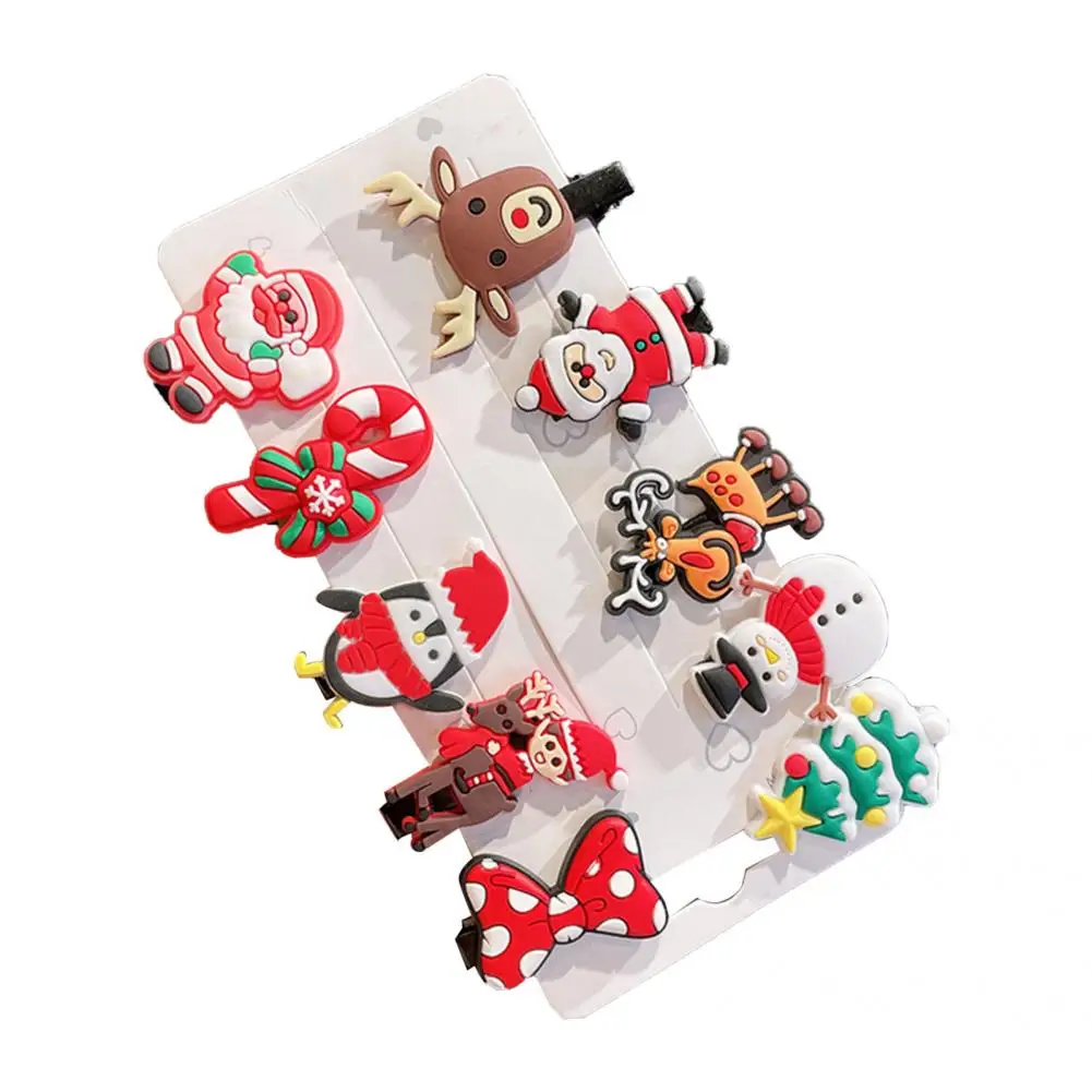 Children 10Pcs Festive Korean Style Snowflake Pattern Hairpins Lightweight Hairpins Snowman   for Party