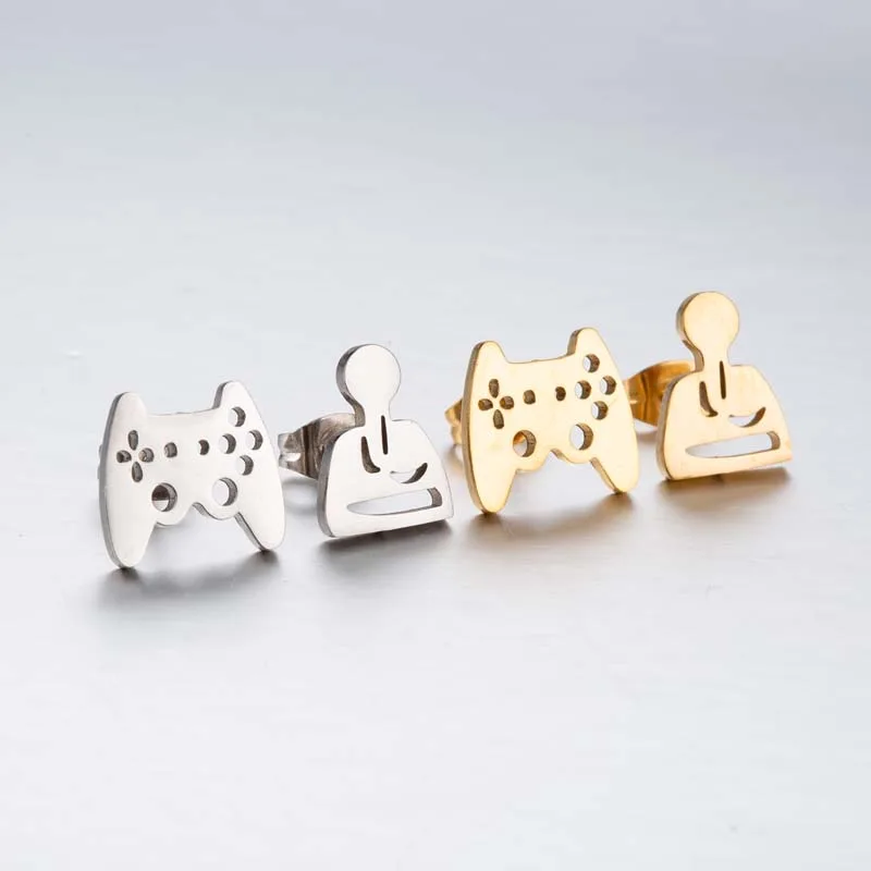 Cool Stainless Steel Game Stud Earrings For Women Kids Tiny Video Games Controller Earings Korean Fashion Jewelry Birthday Gift