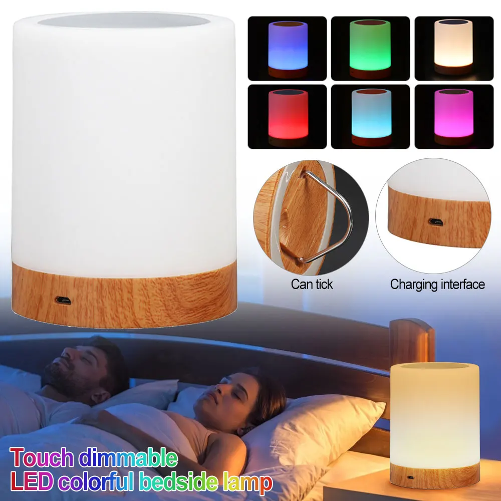 

Dimmable LED GRB Colorful Touch Night Light USB Rechargeable Atmosphere Light Touch Pat Light Bedside Table Lamp Bar Light