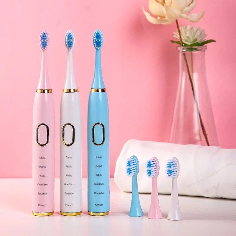 

Sonic Electric Toothbrushes For Adults Kids Smart Timer Soft Hair USB Rechargeable Toothbrush IPX7 Waterproof 4 Brush Head