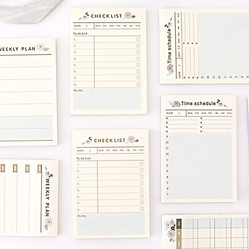 60sheets Planner Memo Pad Portable Weekly Planner Study Time Schedule Daily Memo List Sticky Note  Kawaii Stationery  Notepad