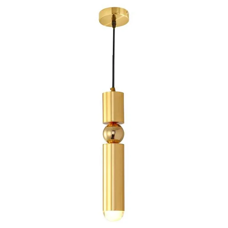 Modern Gold Vertical Luxury Pendant Light Lighting Tube for Kitchen Living Dining Room Bedside Study Ceiling Hanging Lamps Home