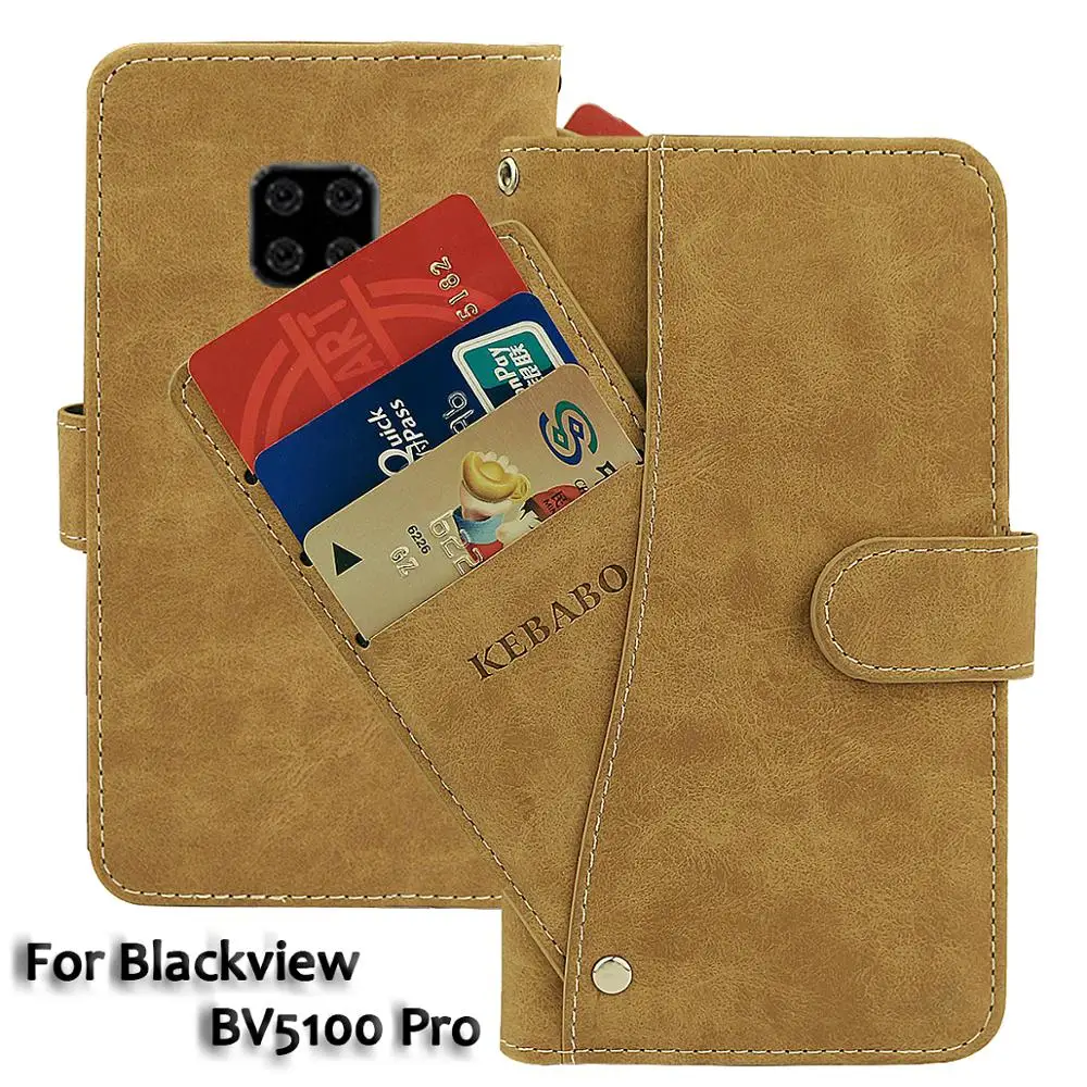 Vintage Leather Wallet Blackview BV5100 Pro Case 5.7