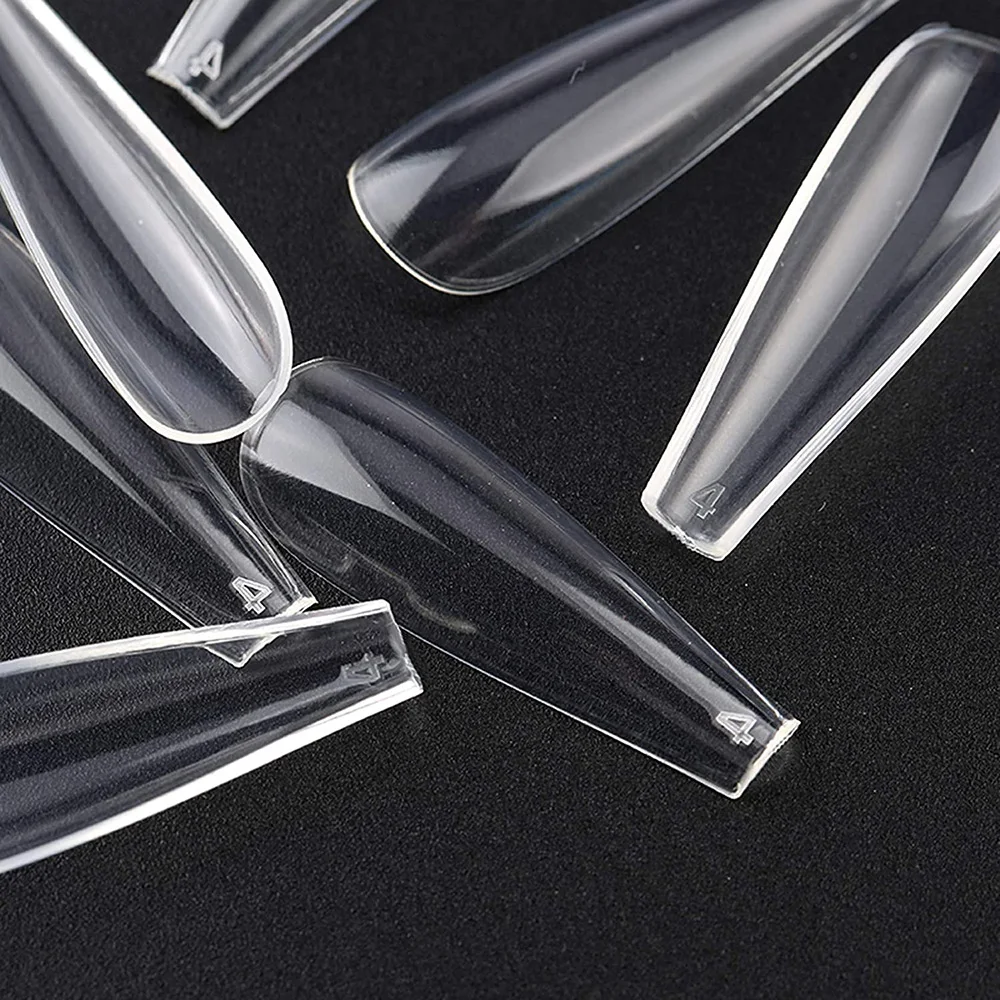 500pcs punte per unghie bara copertura completa unghie finte stampa artificiale su Ballerina lunga